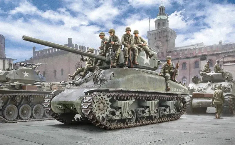 1/35 Italeri M4a1 Sherman With U.S. Infantry 6568 1