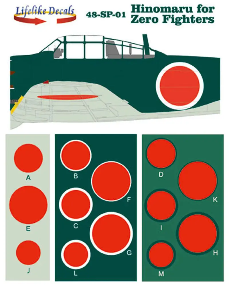 1/48 Lifelike Decals Hinomaru For Zero 1
