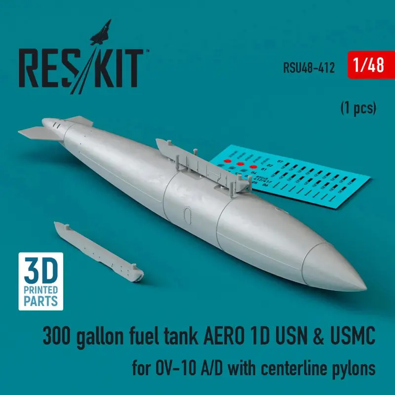 1/48 Reskit 300 Gallon Fuel Tank Aero 1D Usn & Usmc For Ov-10 A/D With Centerline Pylons (1 Pcs) 1