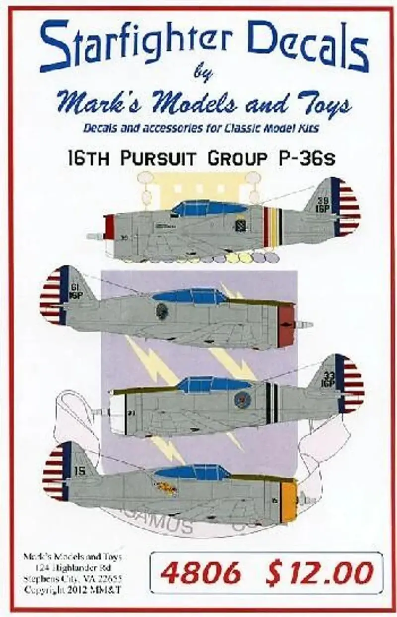 1/48 Starfighter Decals - P36s 16Th Pursuit Group 1