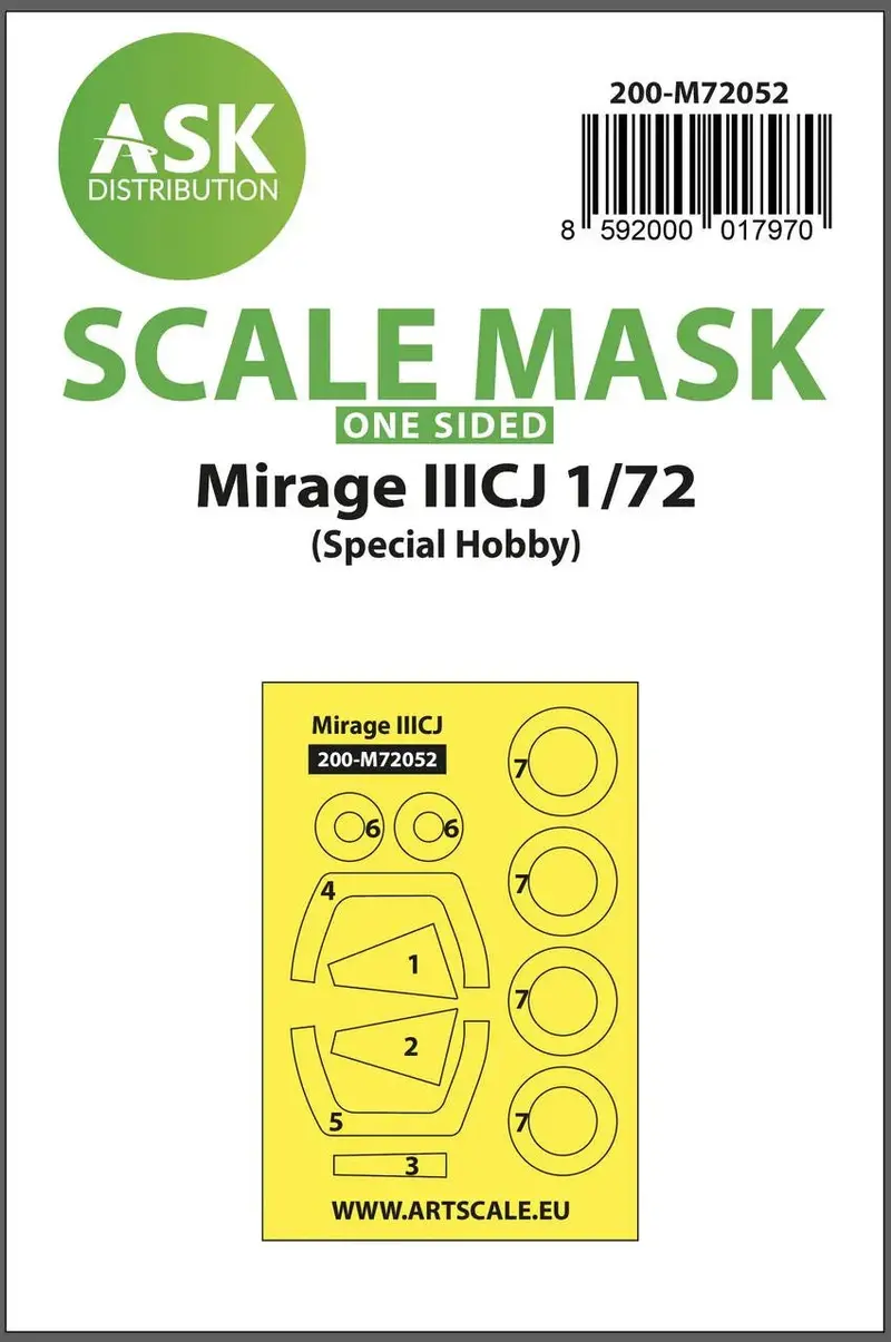 1/72 Art Scale Mirage Iiicj One-Sided Painting Express Mask For Special Hobby 1