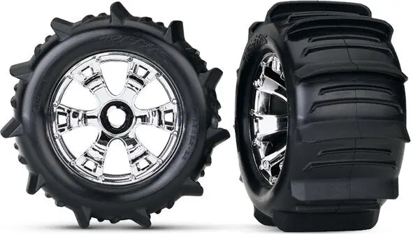 5672 - Tires & Wheels, Assembled, Glued (Geode Chrome Wheels, Paddle Tires, Foam Inserts) (2) 1