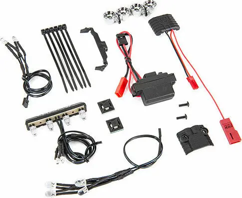 7285A - Led Light Kit, 1/16Th Summit (Power Supply, Chrome Lightbar, Roof Light Harness (4 Clear, 2 Red), Chassis Harness (4 Clear, 2 Red), Wire Ties, Mounts) 1