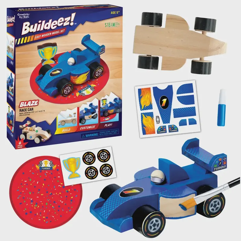 Buildeez! Blaze Race Car - Diy Wooden Craft Kit For Kids 1