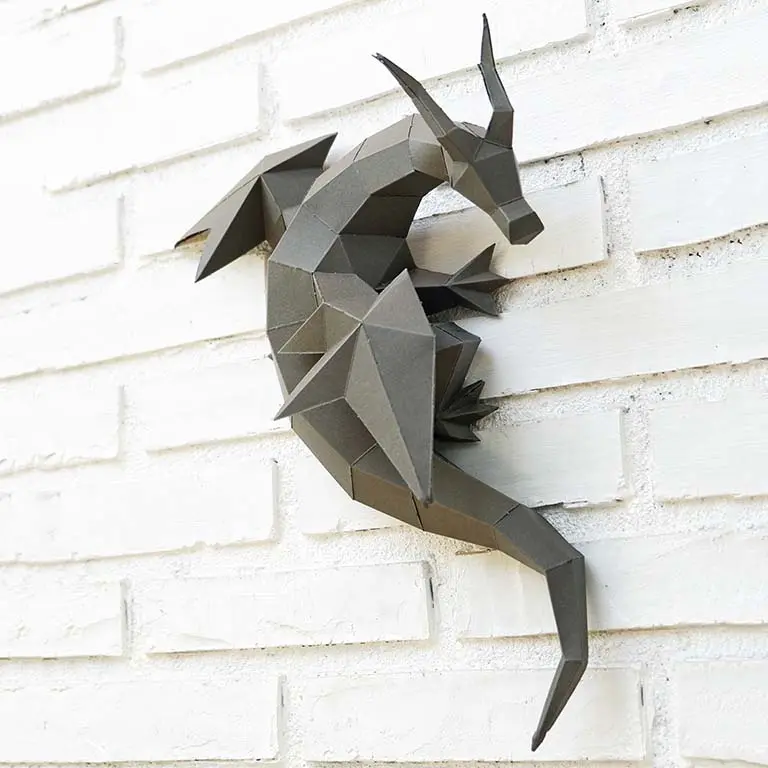 Drawbl Dragon 3D Papercraft Origami Wall Art 1