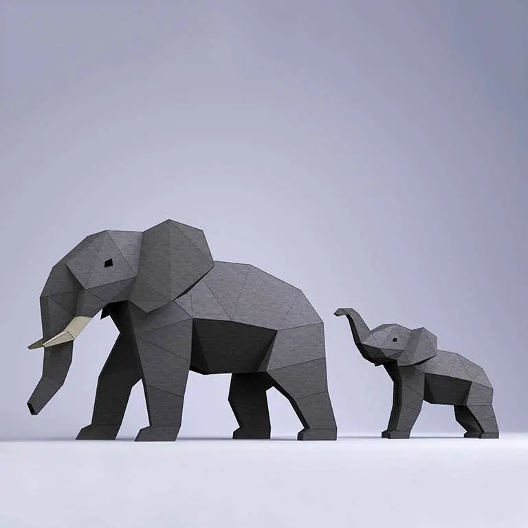 Eletgr Elephants Origami Model Papercraft Kit 1