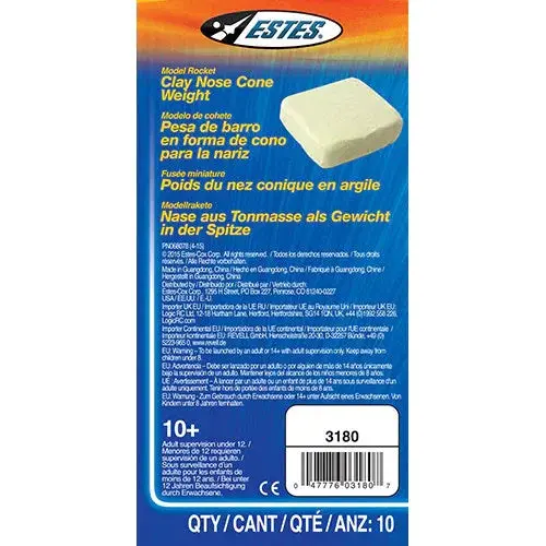 Estes Rockets Clay Nose Cone Weight 3180 1