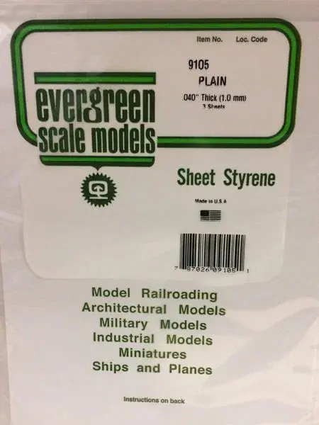 Evergreen .040" (1.0Mm) Plain Opaque White Polystyrene Sheet 1