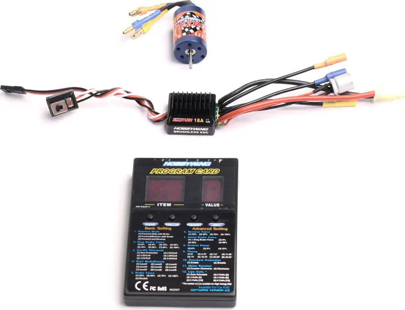 Hwi81030000  A1 Combo, Ezrun 18A Sl Esc, Ezrun Series 12T/2030(7800Kv) Motor, Digital Led Program Card 1