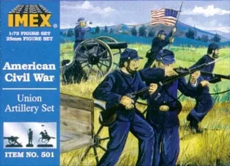 Imx-501	1/72 Civil War Union Artillery (25, 4 Horses, 3 Cannons, Limber Wagon) 1