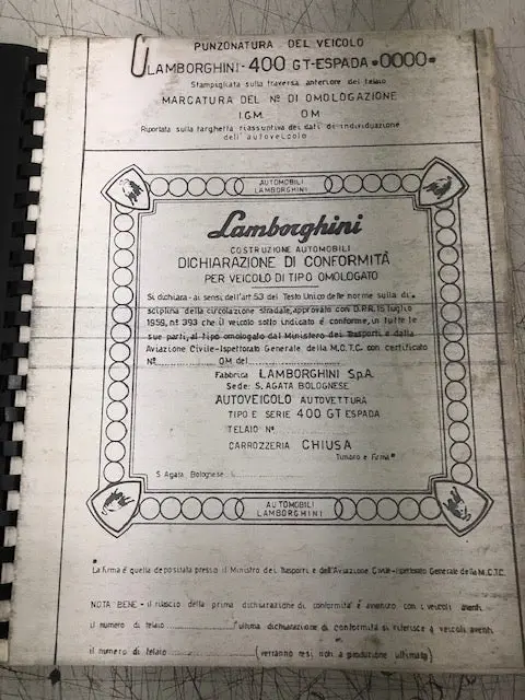 Lamborghini 400 Gt - Construction Of Design (Photocopy) 1