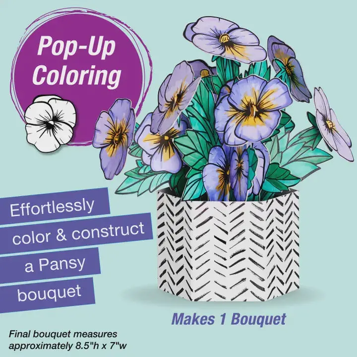 Pop Up Coloring Pansy Bouquet 1