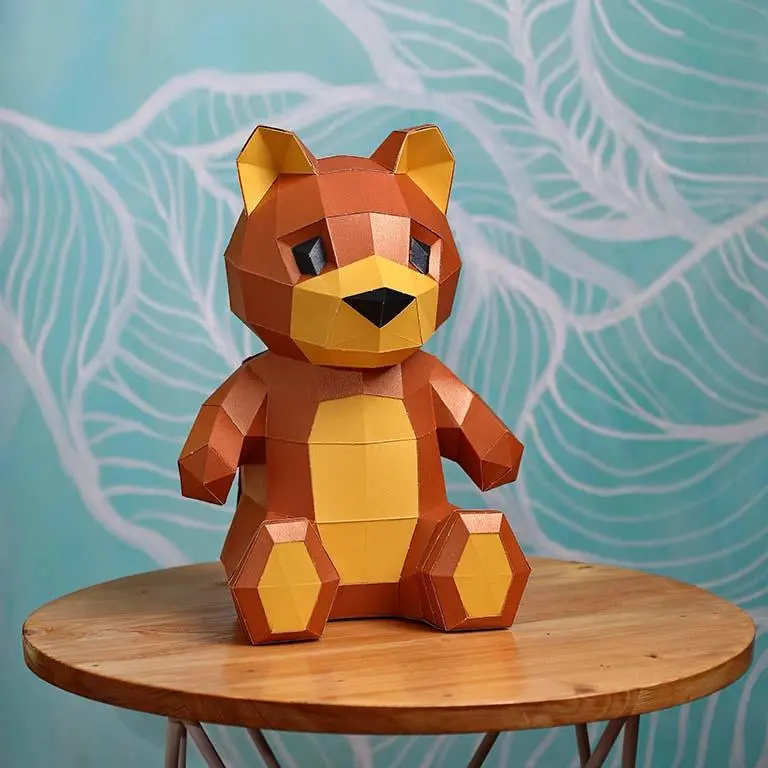 Teddy Bear 3D Paper Art Origami Model, Paper Animal Lamp 1