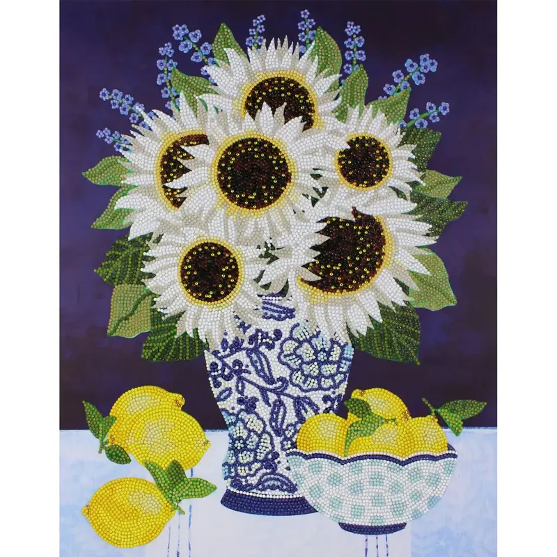 White Sunflowers Diamond Painting Kit 1