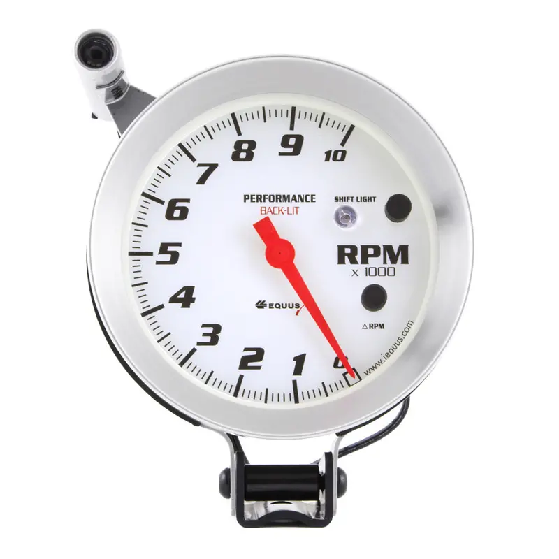 Equus 5-Inch Silver Tachometer – 10,000 Rpm Range, Analog Display With Backlit Dial 1